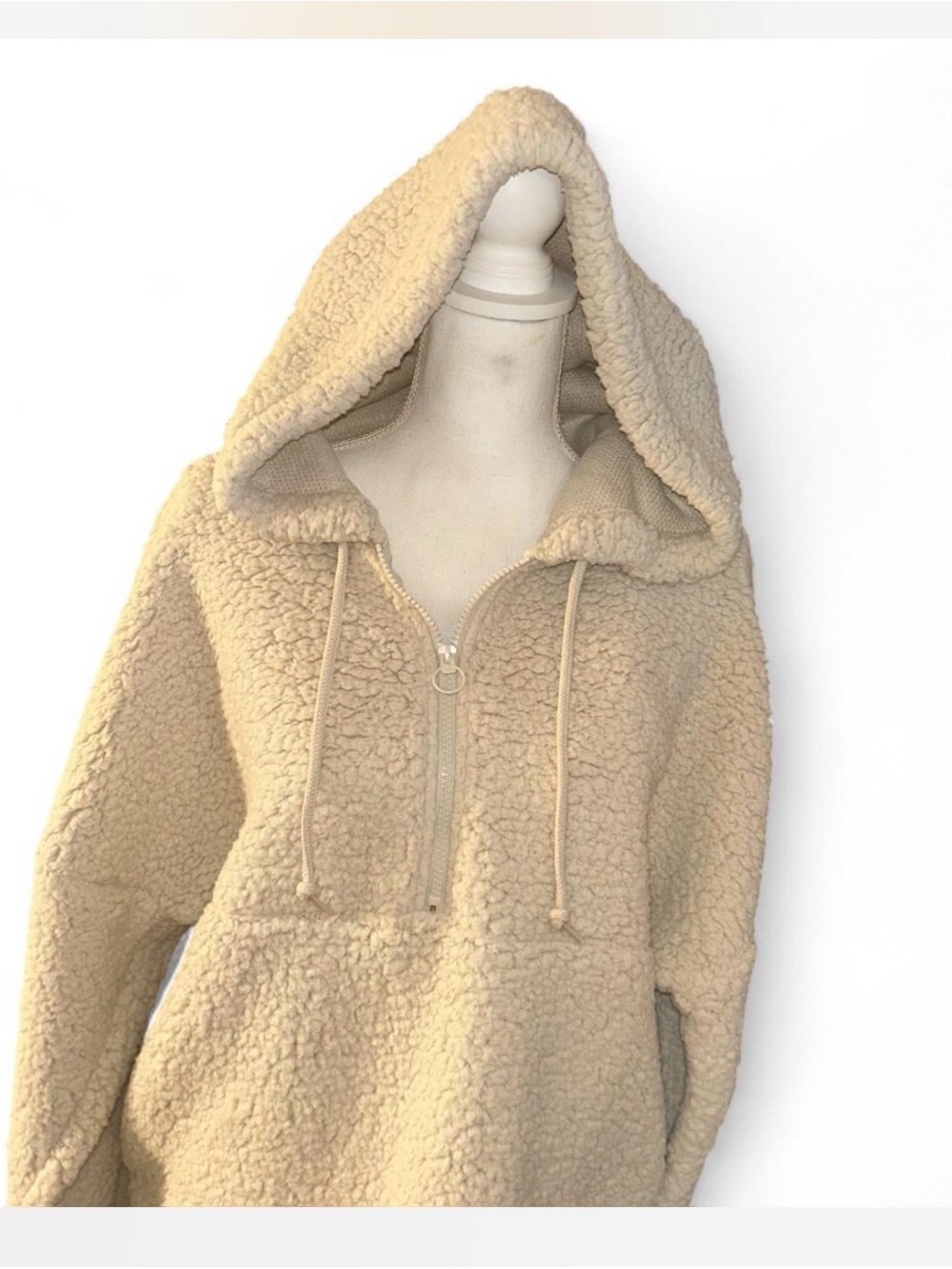 Victoria's Secret Cream Sherpa Half-Zip Hoodie - Picture 2 of 9